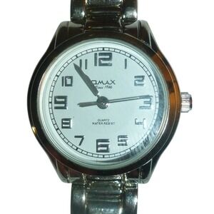 Omax HBJ974 Womens Silver Tone Quartz Watch Stainless‎ Steel New Battery